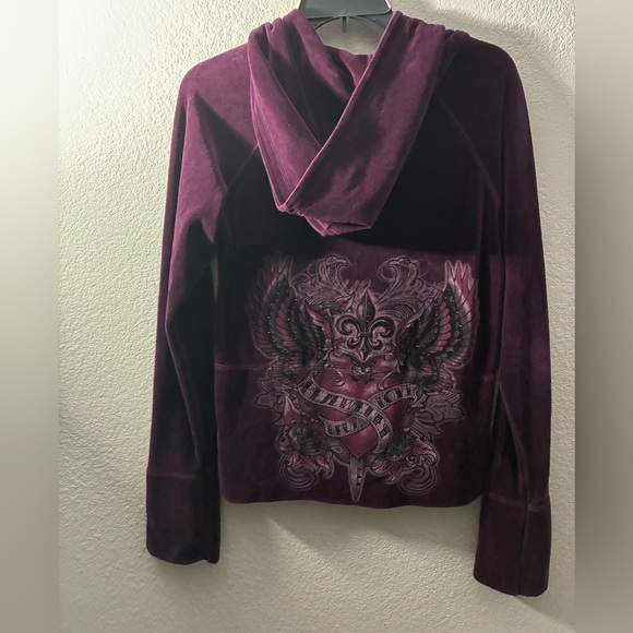 Bejeweled By Susan Fixel Y2K Purple Velour Zip-Up Hoodie L - Picture 4 of 10